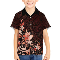 Matariki New Zealand Family Matching Off The Shoulder Long Sleeve Dress and Hawaiian Shirt Maori Pattern Red Galaxy LT05 Son's Shirt Red - Polynesian Pride