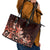 Matariki New Zealand Leather Tote Bag Maori Pattern Red Galaxy