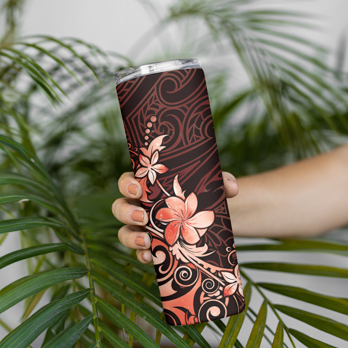 Matariki New Zealand Skinny Tumbler Maori Pattern Red Galaxy