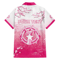 Personalized Sakura Marianas Family Matching Off The Shoulder Long Sleeve Dress and Hawaiian Shirt CNMI Seal