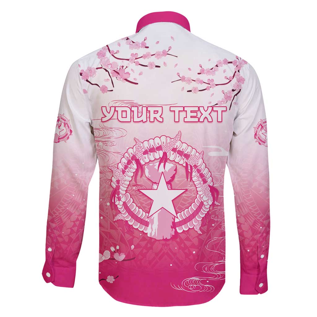 Personalized Sakura Marianas Family Matching Off Shoulder Short Dress and Hawaiian Shirt CNMI Seal