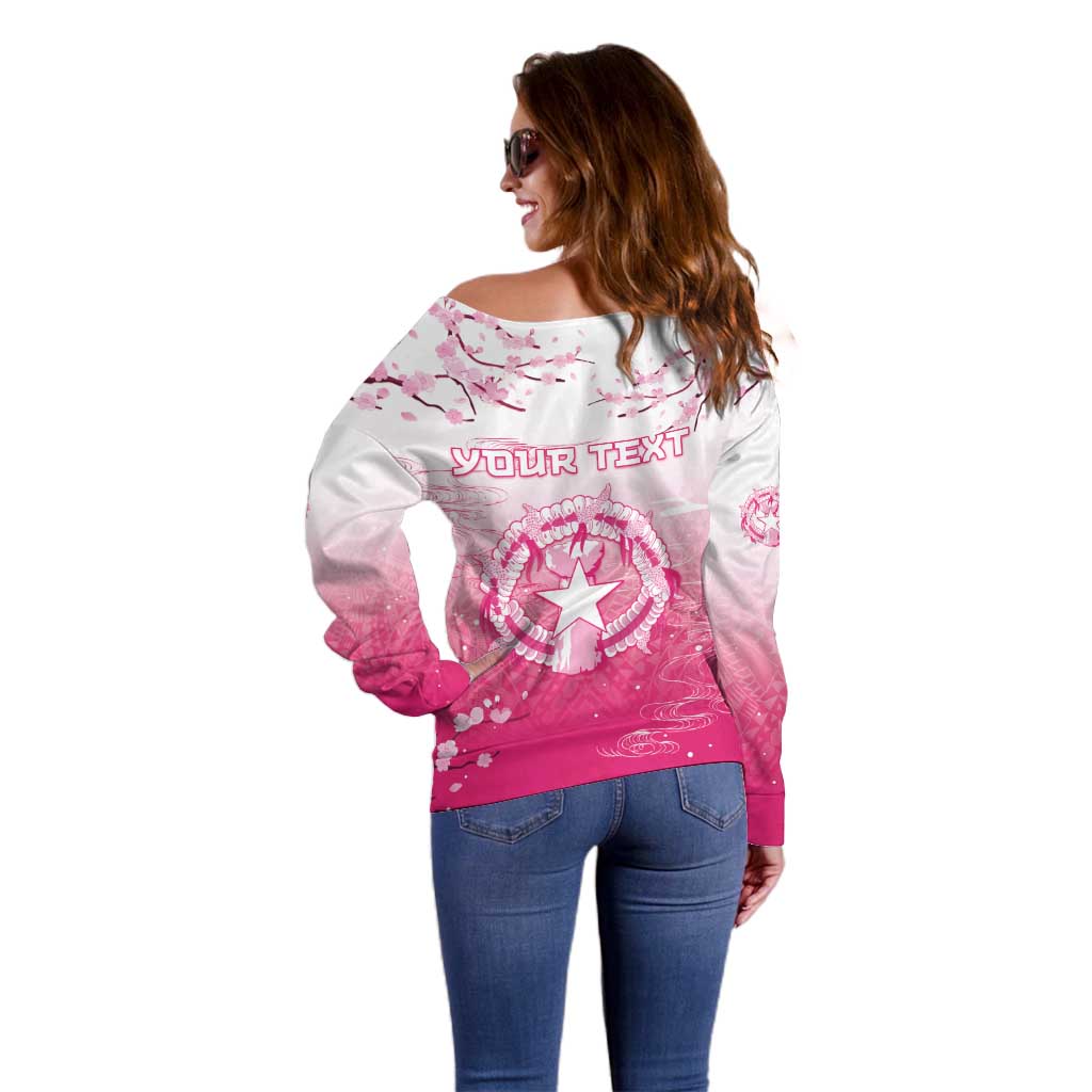 Personalized Sakura Marianas Off Shoulder Sweater CNMI Seal