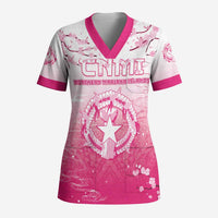 Personalized Sakura Marianas Scrub Top CNMI Seal - Polynesian Pride