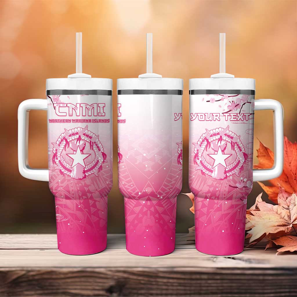 Personalized Sakura Marianas Tumbler With Handle CNMI Seal