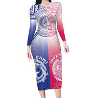 Custom Northern Mariana Islands And Japan Together Family Matching Long Sleeve Bodycon Dress and Hawaiian Shirt
