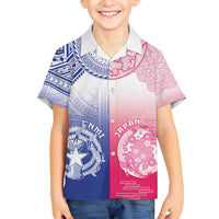Custom Northern Mariana Islands And Japan Together Family Matching Off Shoulder Maxi Dress and Hawaiian Shirt LT05 Son's Shirt White - Polynesian Pride