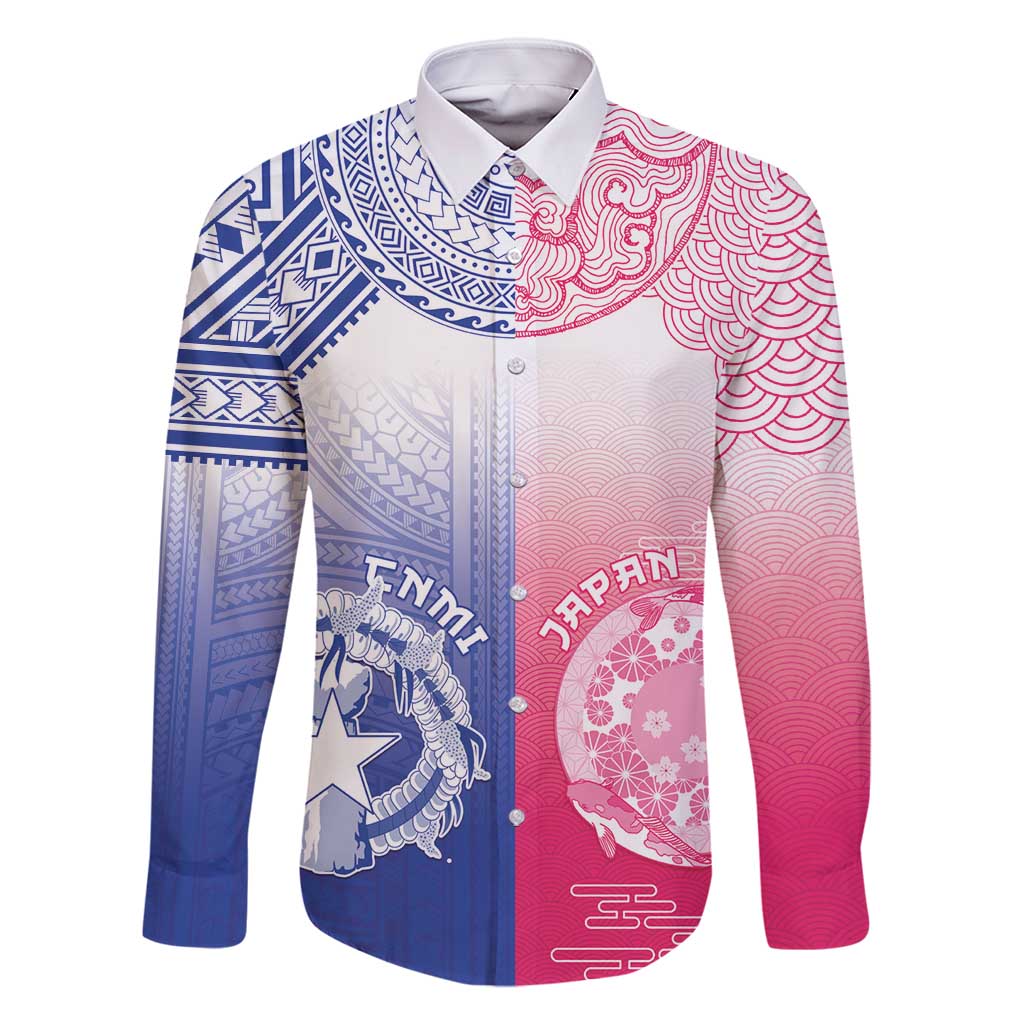 Custom Northern Mariana Islands And Japan Together Family Matching Off Shoulder Short Dress and Hawaiian Shirt