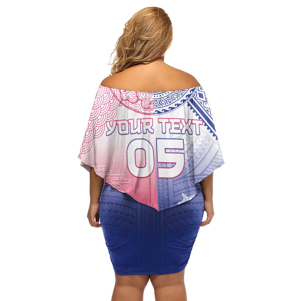 Custom Northern Mariana Islands And Japan Together Family Matching Off Shoulder Short Dress and Hawaiian Shirt