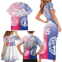 Custom Northern Mariana Islands And Japan Together Family Matching Short Sleeve Bodycon Dress and Hawaiian Shirt