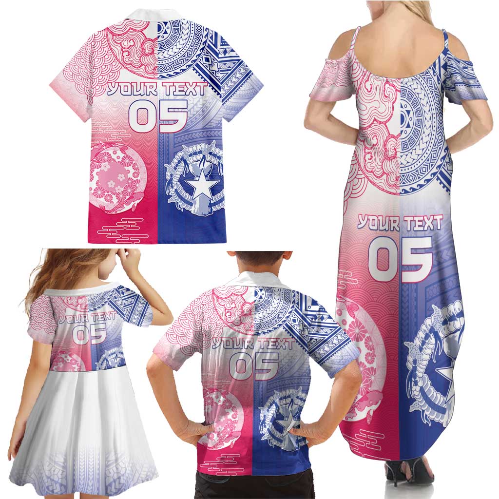 Custom Northern Mariana Islands And Japan Together Family Matching Summer Maxi Dress and Hawaiian Shirt
