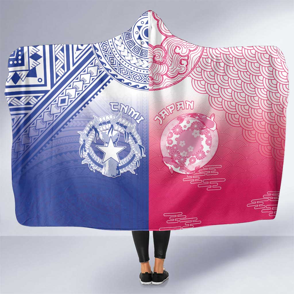 Northern Mariana Islands And Japan Together Hooded Blanket
