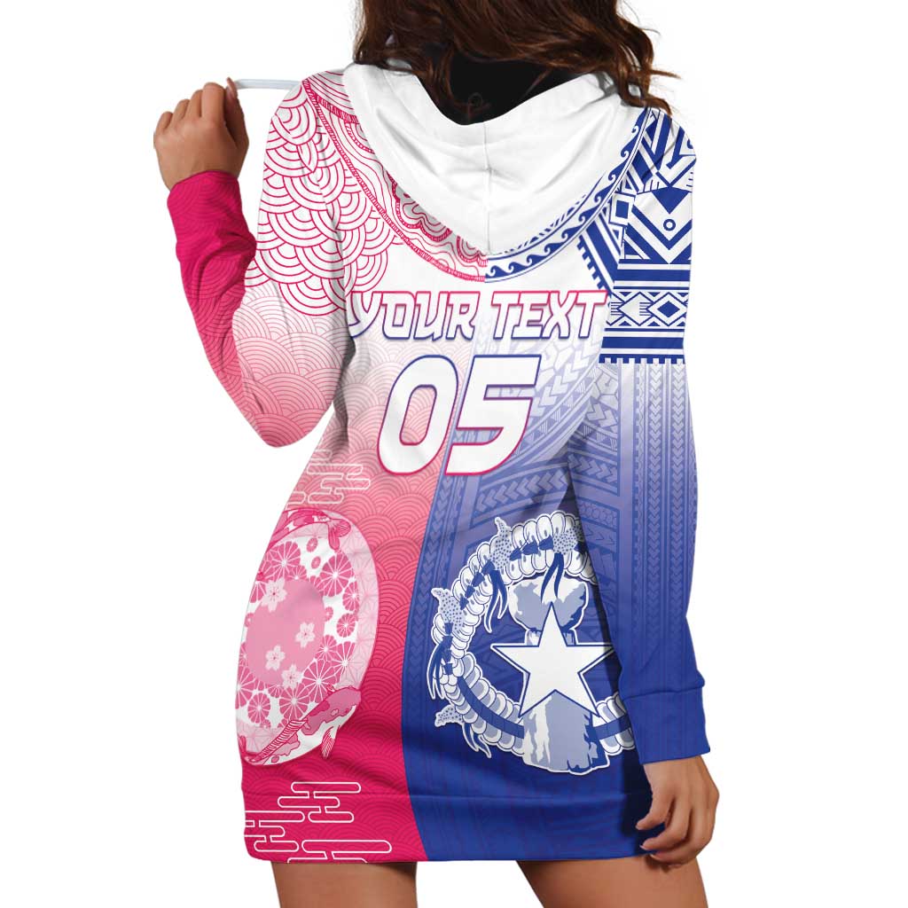 Custom Northern Mariana Islands And Japan Together Hoodie Dress