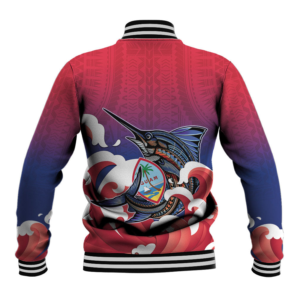 Guam Blue Marlin Fishing Baseball Jacket Polynesian Style