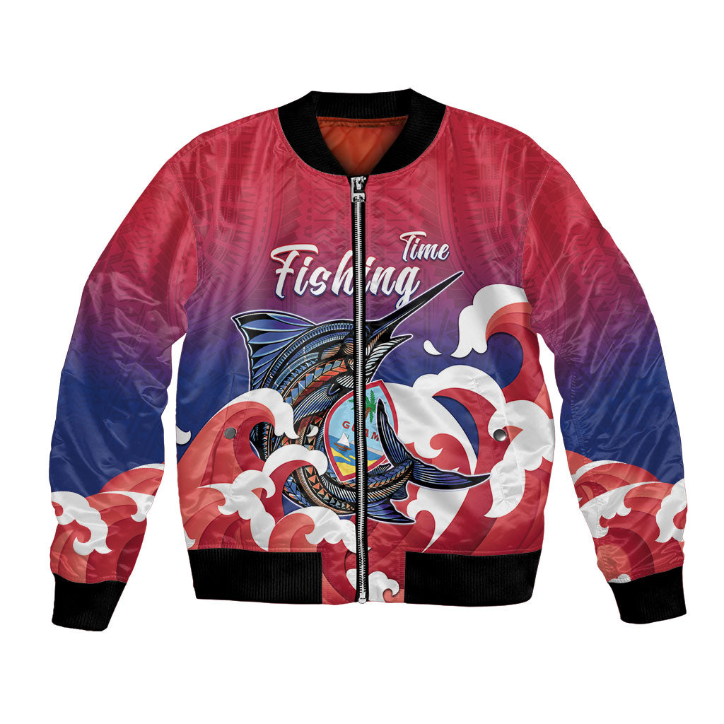 Guam Blue Marlin Fishing Bomber Jacket Polynesian Style LT05 Unisex Red - Polynesian Pride