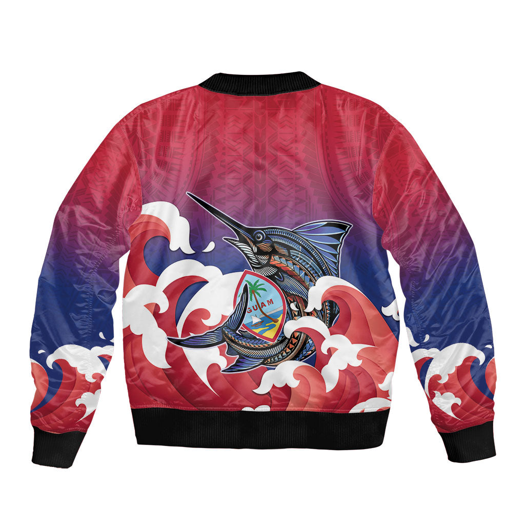 Guam Blue Marlin Fishing Bomber Jacket Polynesian Style LT05 - Polynesian Pride