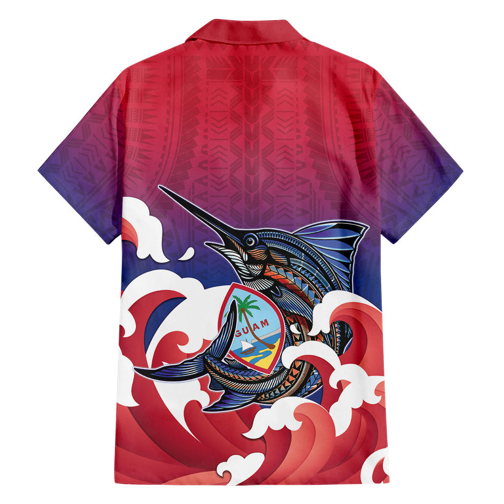 Guam Blue Marlin Fishing Family Matching Long Sleeve Bodycon Dress and Hawaiian Shirt Polynesian Style LT05 - Polynesian Pride