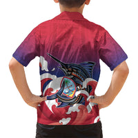 Guam Blue Marlin Fishing Family Matching Mermaid Dress and Hawaiian Shirt Polynesian Style LT05 - Polynesian Pride