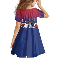 Guam Blue Marlin Fishing Family Matching Off The Shoulder Long Sleeve Dress and Hawaiian Shirt Polynesian Style LT05 - Polynesian Pride