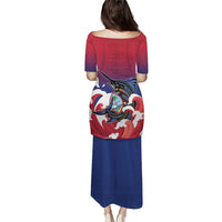 Guam Blue Marlin Fishing Family Matching Puletasi and Hawaiian Shirt Polynesian Style LT05 - Polynesian Pride