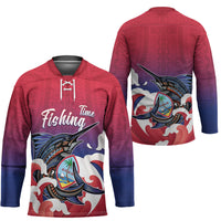 Guam Blue Marlin Fishing Hockey Jersey Polynesian Style