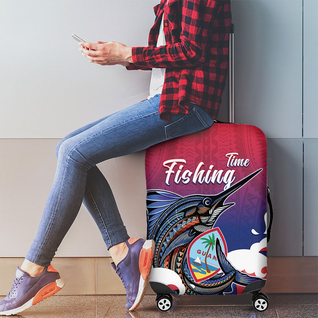 Guam Blue Marlin Fishing Luggage Cover Polynesian Style