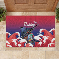 Guam Blue Marlin Fishing Rubber Doormat Polynesian Style