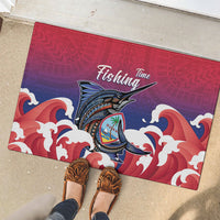 Guam Blue Marlin Fishing Rubber Doormat Polynesian Style