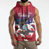 Guam Blue Marlin Fishing Sleeveless Hoodie Polynesian Style