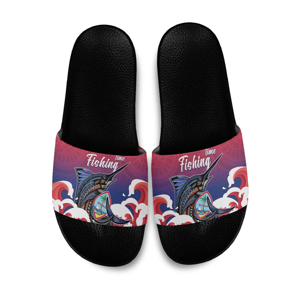 Guam Blue Marlin Fishing Slide Sandals Polynesian Style LT05 Red - Polynesian Pride