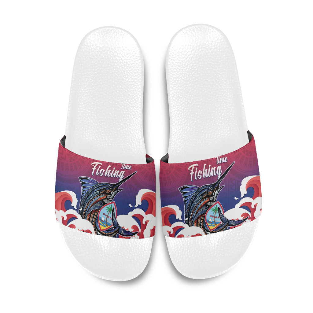 Guam Blue Marlin Fishing Slide Sandals Polynesian Style LT05 Red - Polynesian Pride
