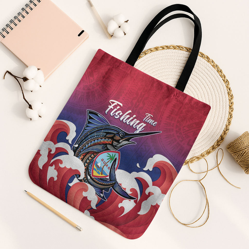 Guam Blue Marlin Fishing Tote Bag Polynesian Style LT05 Black Strap One Size Red - Polynesian Pride