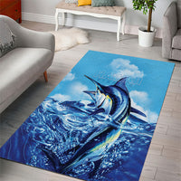 Hawaii Blue Marlin Fishing Area Rug