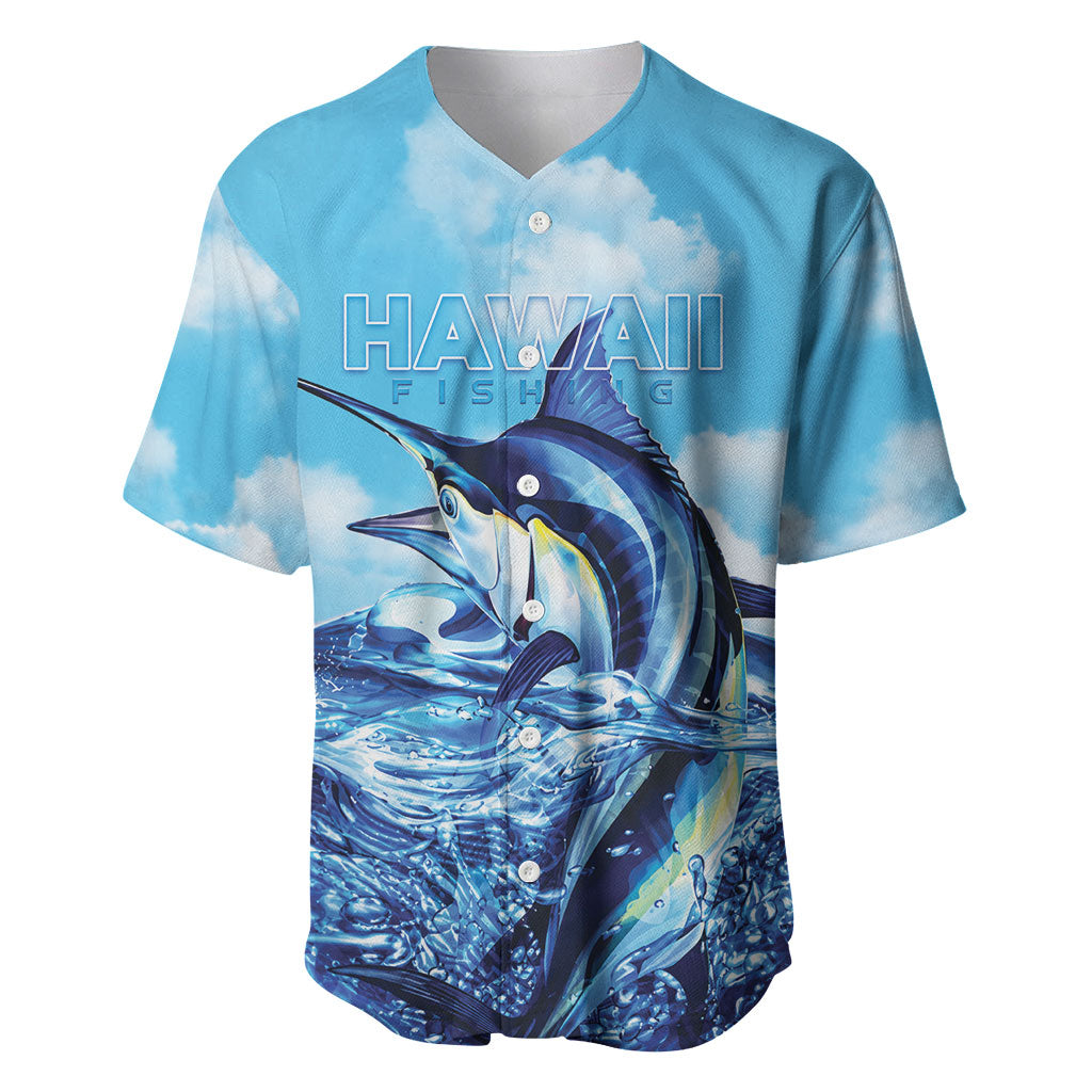 Hawaii Blue Marlin Fishing Baseball Jersey LT05 Blue - Polynesian Pride