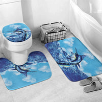 Hawaii Blue Marlin Fishing Bathroom Set LT05 Mat Set Only (3 pcs) One Size Blue - Polynesian Pride