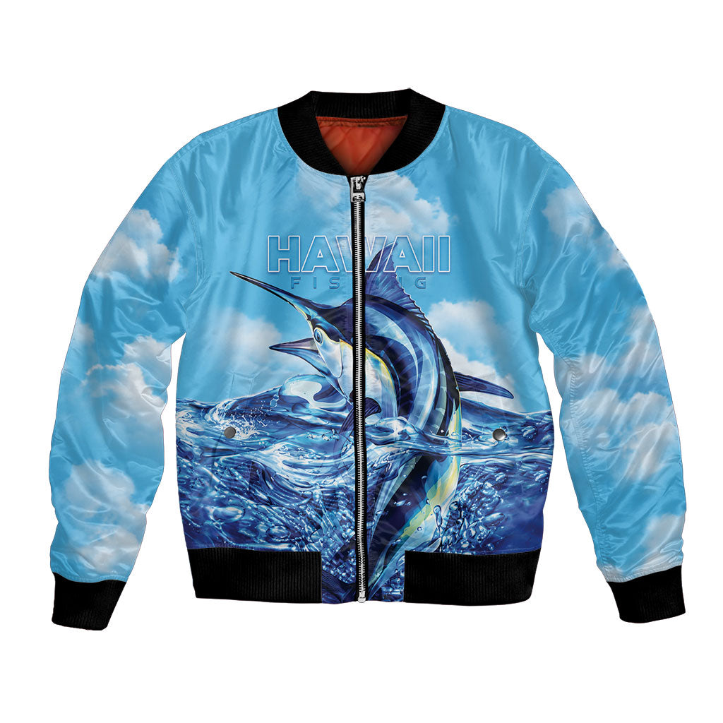 Hawaii Blue Marlin Fishing Bomber Jacket LT05 Unisex Blue - Polynesian Pride