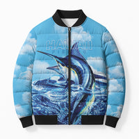 Hawaii Blue Marlin Fishing Bomber Puffer Jacket LT05 Unisex Blue - Polynesian Pride