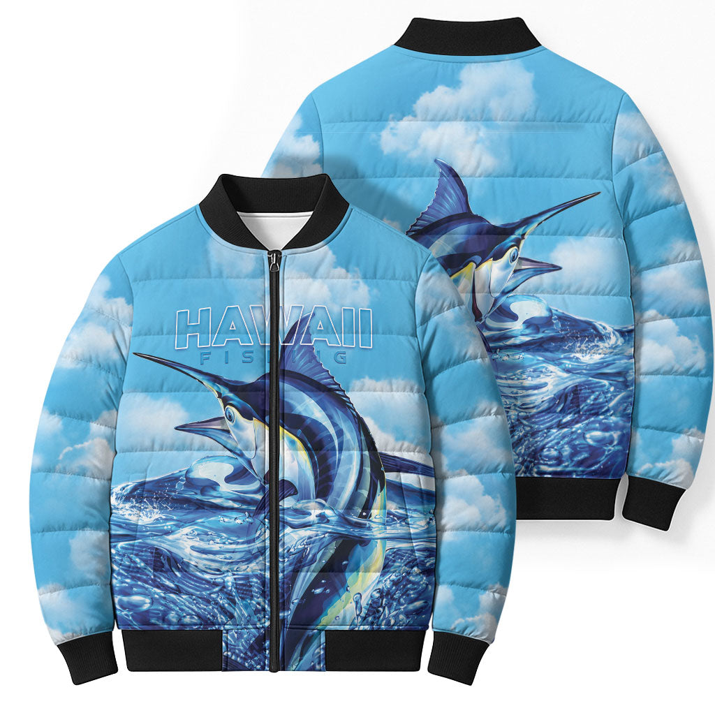 Hawaii Blue Marlin Fishing Bomber Puffer Jacket LT05 - Polynesian Pride