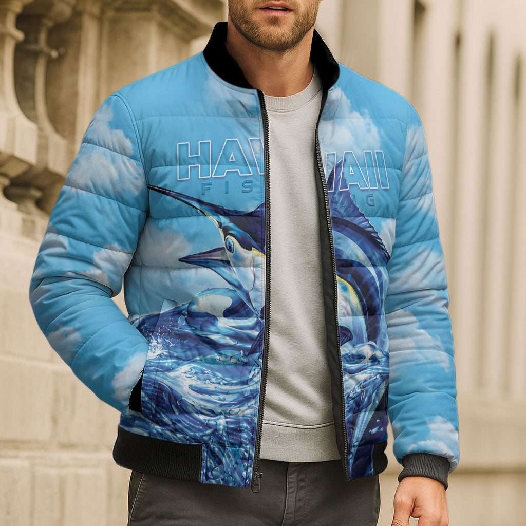 Hawaii Blue Marlin Fishing Bomber Puffer Jacket LT05 - Polynesian Pride