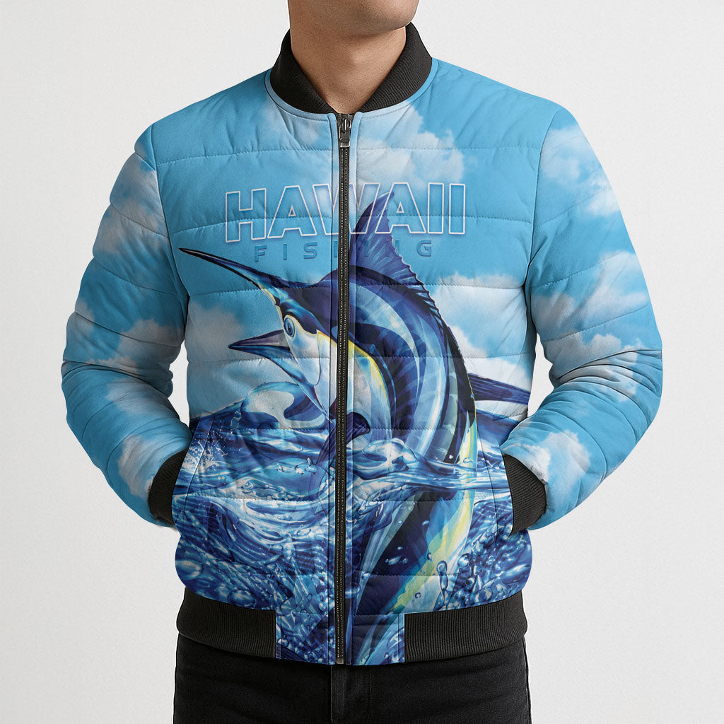 Hawaii Blue Marlin Fishing Bomber Puffer Jacket LT05 - Polynesian Pride