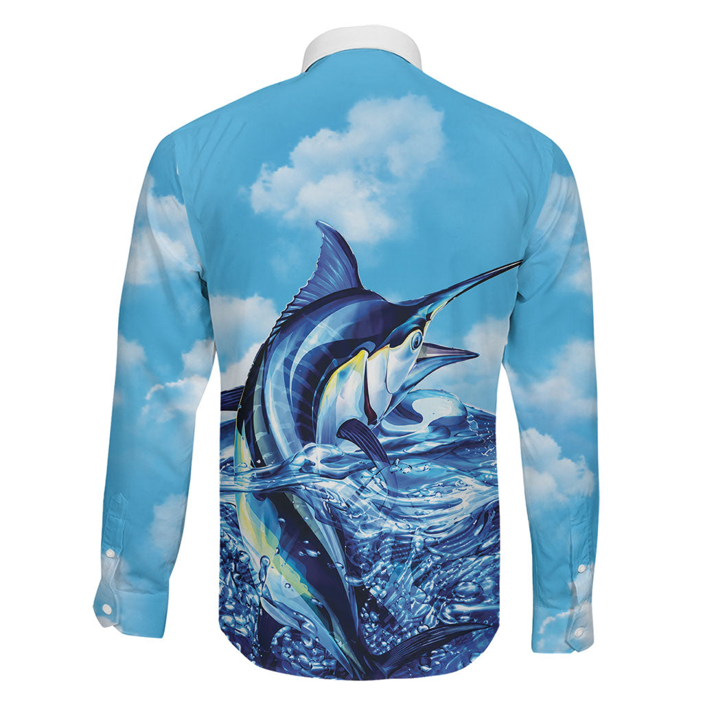 Hawaii Blue Marlin Fishing Family Matching Mermaid Dress and Hawaiian Shirt LT05 - Polynesian Pride