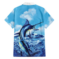 Hawaii Blue Marlin Fishing Family Matching Short Sleeve Bodycon Dress and Hawaiian Shirt LT05 - Polynesian Pride