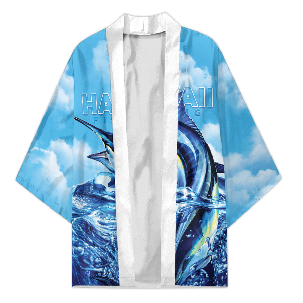 Hawaii Blue Marlin Fishing Kimono LT05 Unisex Blue - Polynesian Pride