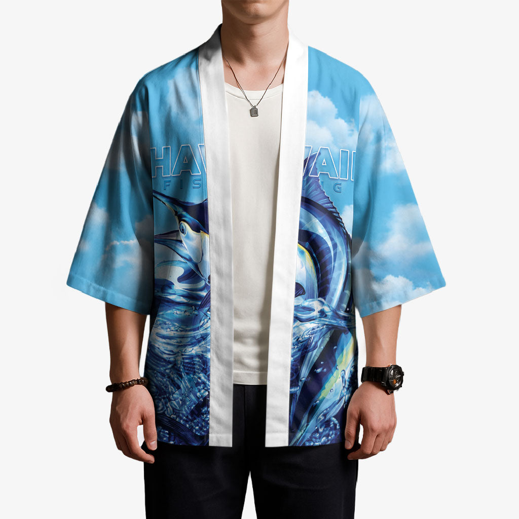 Hawaii Blue Marlin Fishing Kimono LT05 - Polynesian Pride