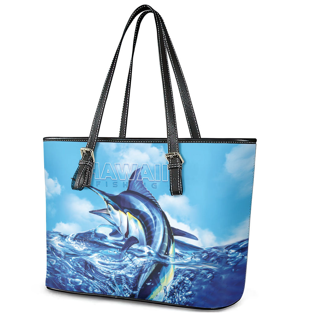 Hawaii Blue Marlin Fishing Leather Tote Bag LT05 - Polynesian Pride