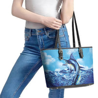 Hawaii Blue Marlin Fishing Leather Tote Bag LT05 - Polynesian Pride