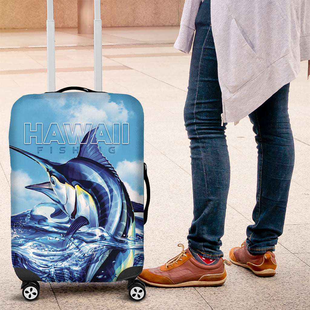 Hawaii Blue Marlin Fishing Luggage Cover LT05 Blue - Polynesian Pride