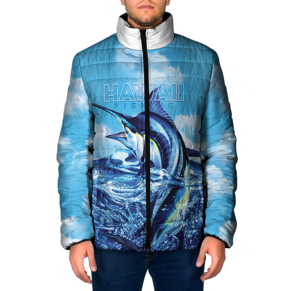 Hawaii Blue Marlin Fishing Padded Jacket LT05 Men Blue - Polynesian Pride