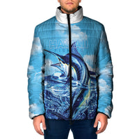 Hawaii Blue Marlin Fishing Padded Jacket LT05 Men Blue - Polynesian Pride
