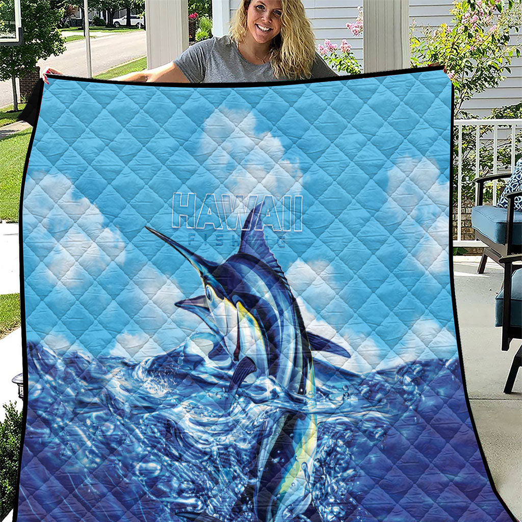 Hawaii Blue Marlin Fishing Quilt LT05 Blue - Polynesian Pride