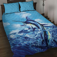 Hawaii Blue Marlin Fishing Quilt Bed Set LT05 Blue - Polynesian Pride